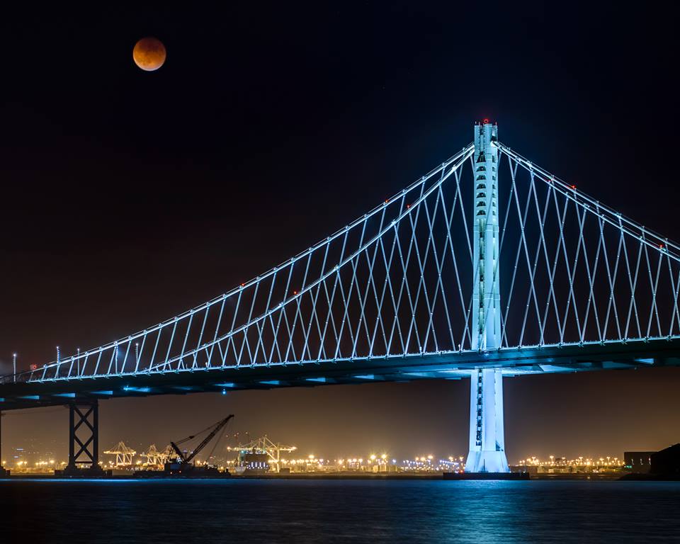 Super Blood Moon over the Bay Bridge